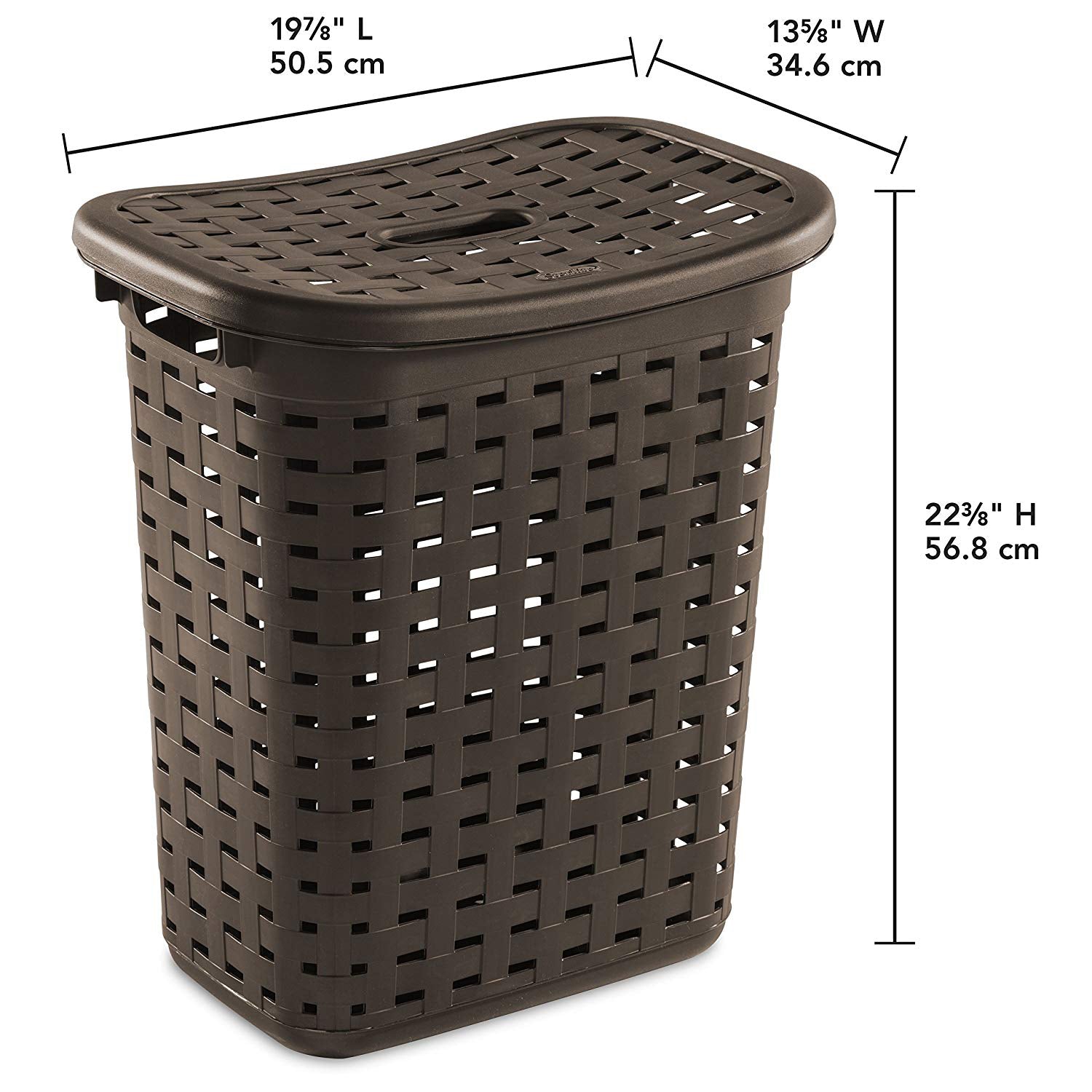 Sterilite Plastic Wicker Weave Dirty Clothes Laundry Hamper Bin with Lid, Brown (Open Box)
