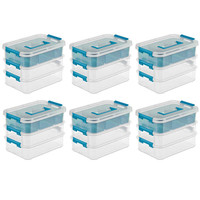 Sterilite Convenient Home 3-Tiered Stack Carry Storage Box, Clear (6 Pack)