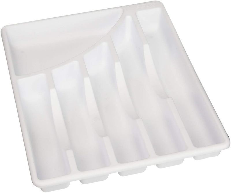 Sterilite Convenient 6 Compartment Cutlery Utensil Storage Tray, White (6 Pack)