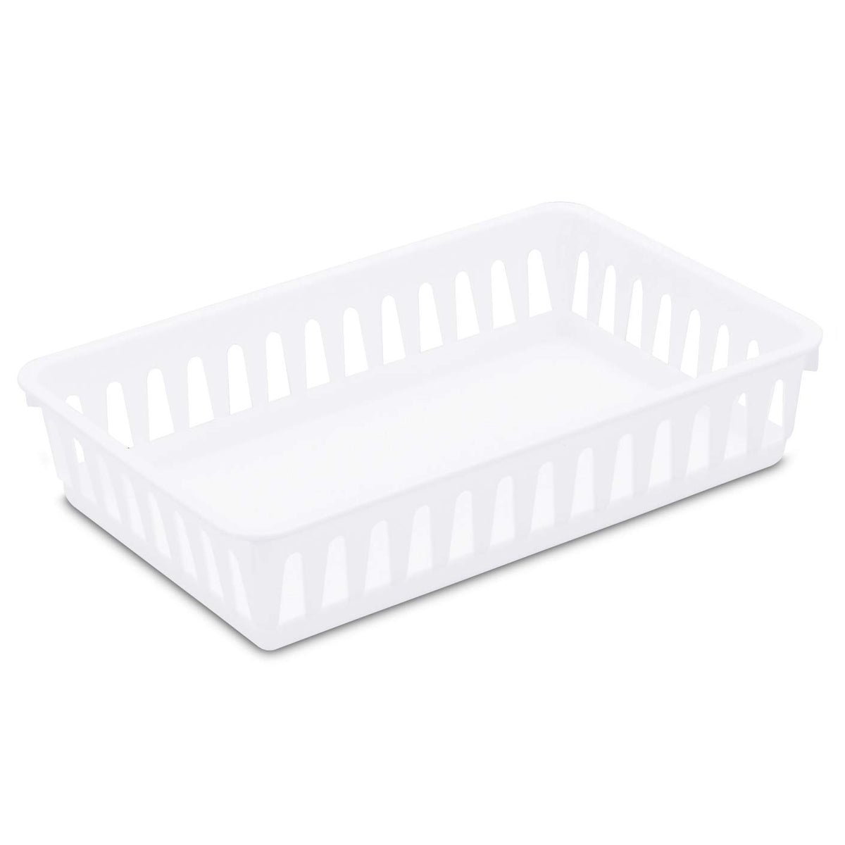 Sterilite Small Convenient Home Storage Basket Organizing Tray, White (24 Pack)