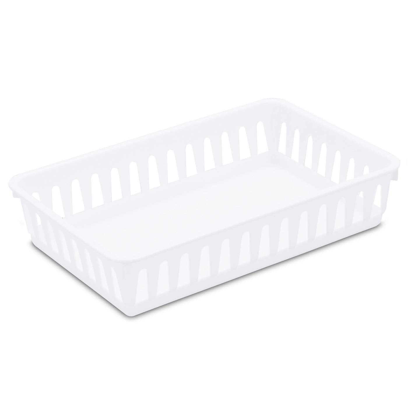 Sterilite Small Convenient Home Storage Basket Organizing Tray, White (24 Pack)
