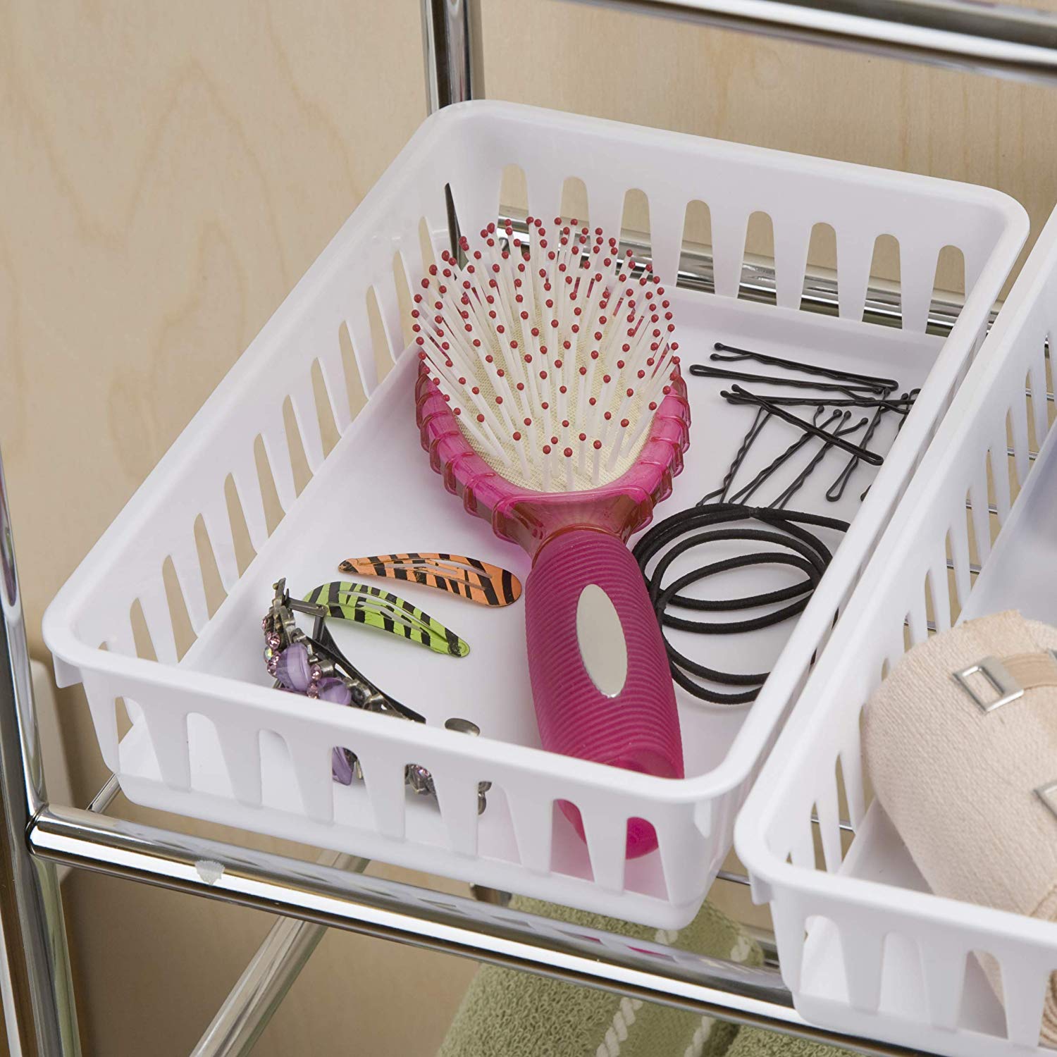 Sterilite Small Convenient Home Storage Basket Organizing Tray, White (24 Pack)