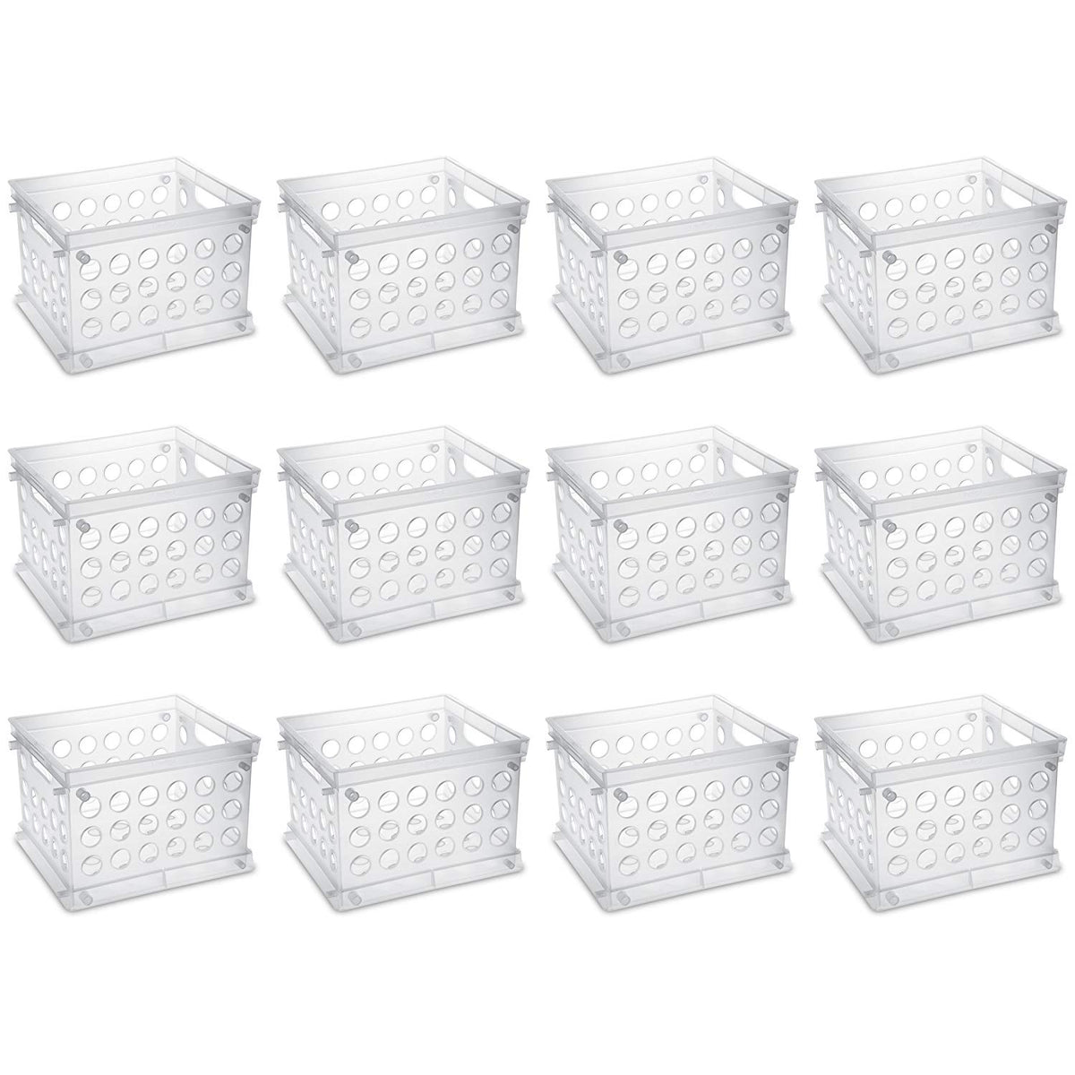 Sterilite Convenient Mini Square Small Storage Organizing Crate, Clear (12 Pack) (Open Box)