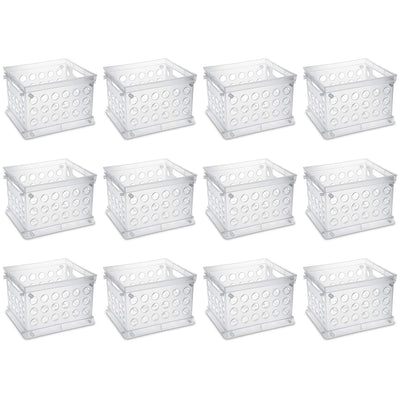 Sterilite Convenient Mini Square Small Storage Organizing Crate, Clear (12 Pack) (Open Box)