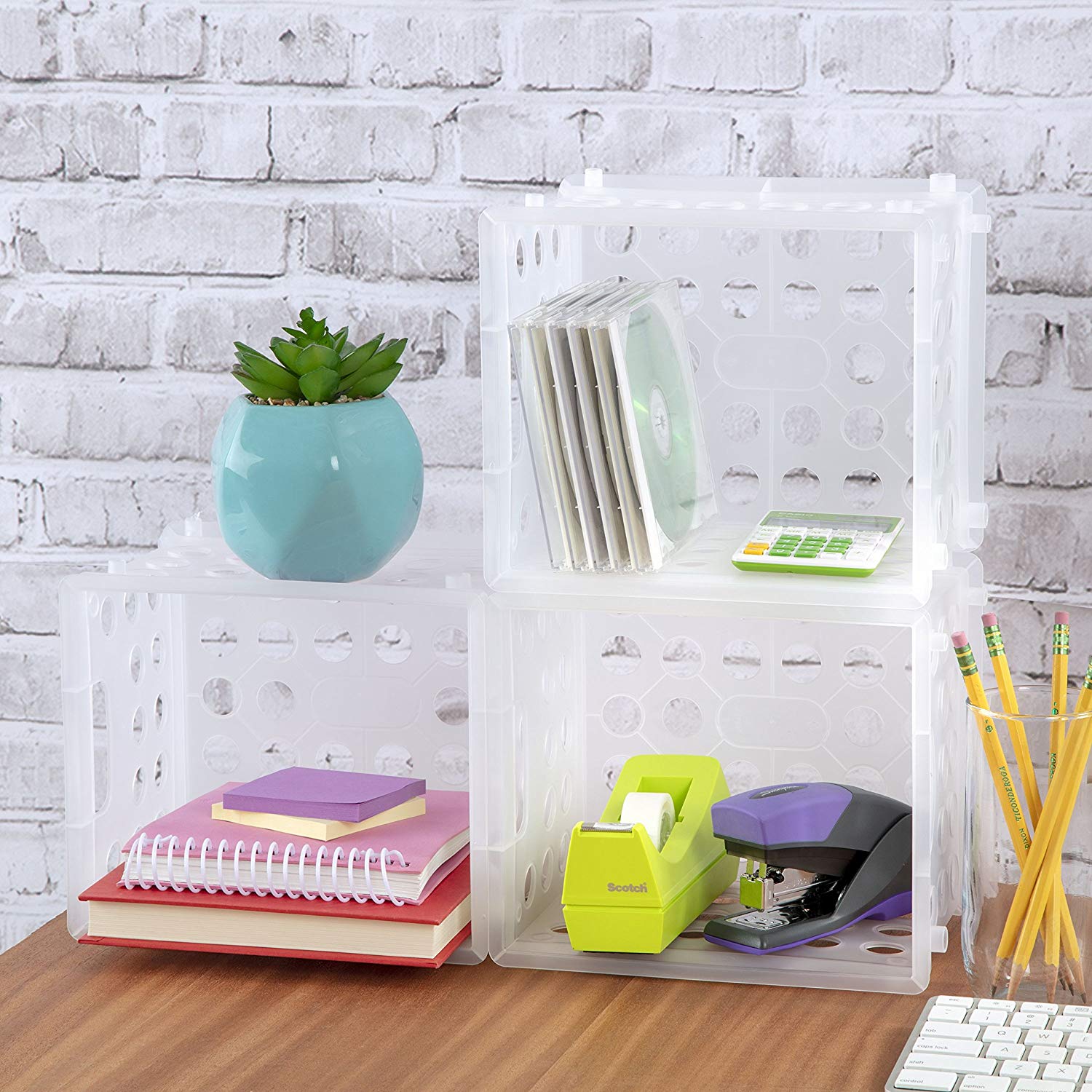 Sterilite Convenient Mini Square Small Storage Organizing Crate, Clear (48 Pack)