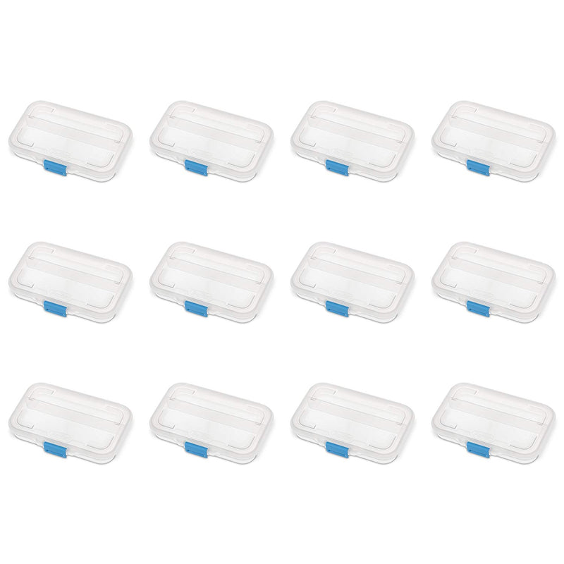 Sterilite Convenient Small Divided Clear Storage Box w/ Latching Lid, (12 Pack)