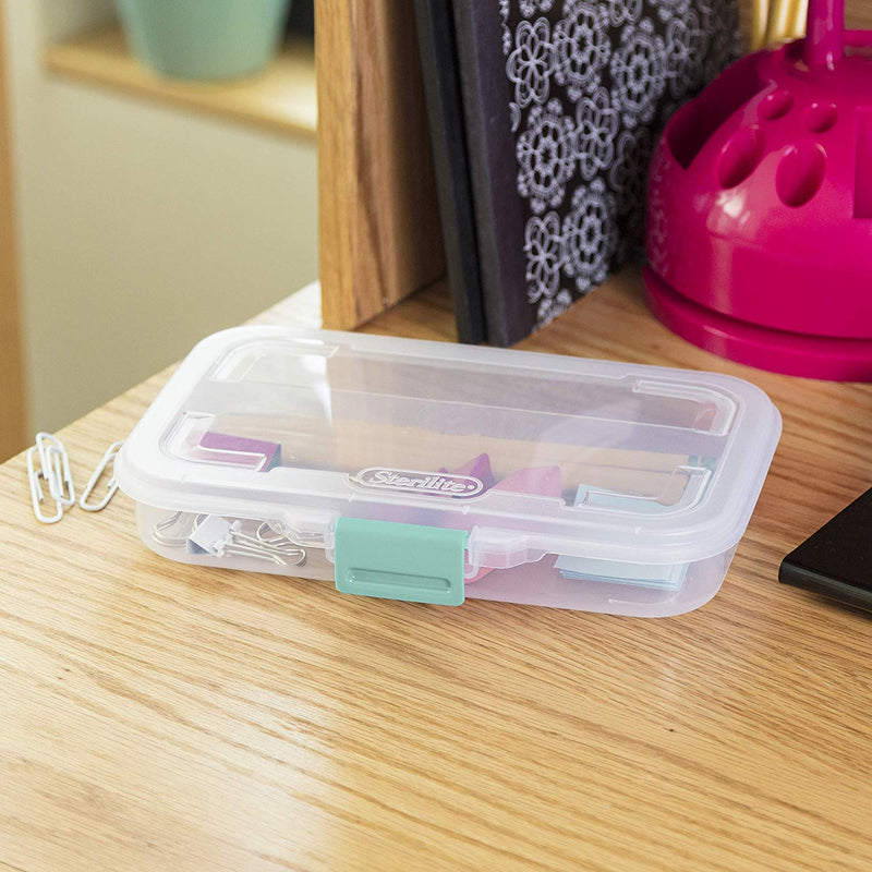 Sterilite Convenient Small Divided Clear Storage Box w/ Latching Lid, (12 Pack)