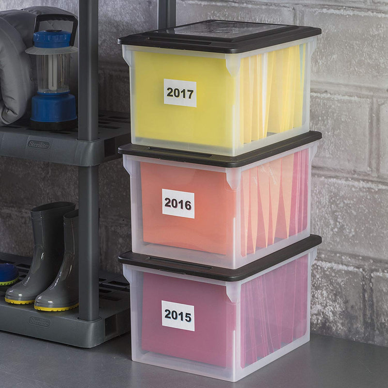 Sterilite 18689004 Versatile Clear Organizing Storage File Box w/ Lid (8 Pack)