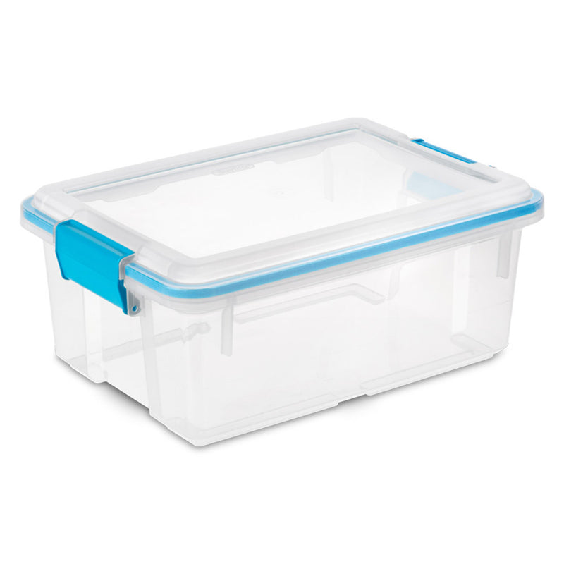 Sterilite 12 Qt Plastic Storage Bin Container Clear Gasket Sealed Box, (24 Pack)