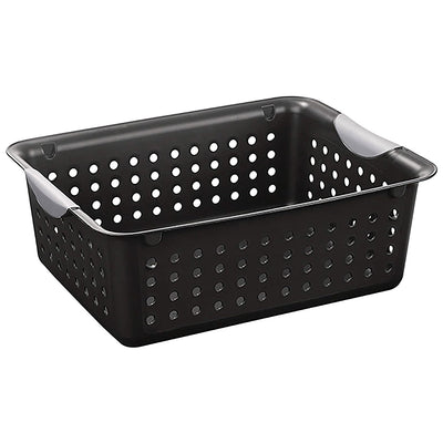 Sterilite 1624 Medium Ultra Indoor Storage Basket with Contoured Handles, Black