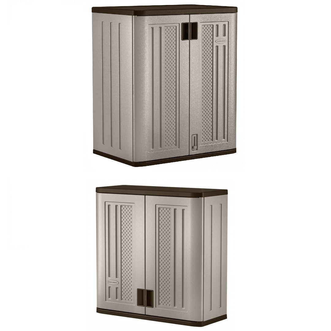 Suncast 9 Cu Ft Heavy Duty Resin Storage Cabinet & 4 Cu Ft Resin Wall Cabinet