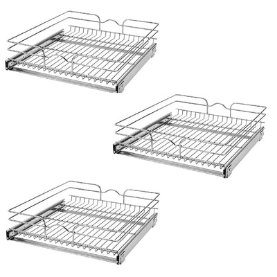Rev-A-Shelf 21"  Wide 22" Deep Base Kitchen Cabinet Pull Out Wire Basket (3 Pack)