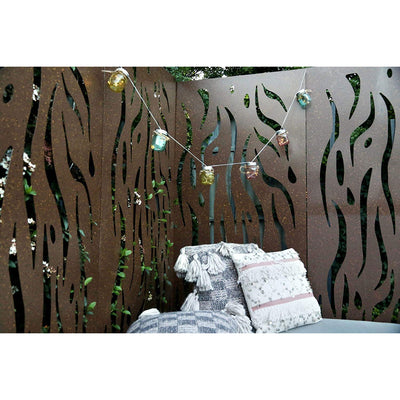 Stratco Decorative 4x2 Ft Steel Privacy Screen Wall Art Panel, Kelp (Open Box)