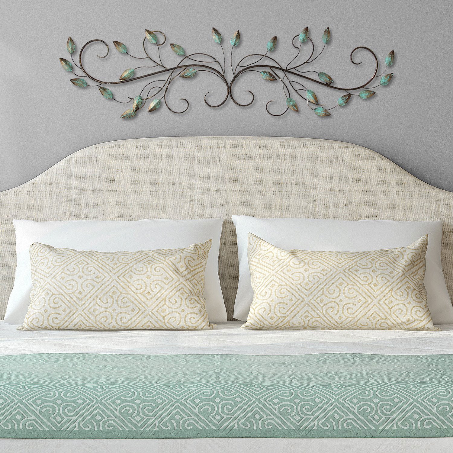 Stratton Home Decor Scroll Leaf 40x10 Inch Metal Wall Art Room Decoration (Used) - VMInnovations