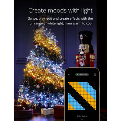 Twinkly Bluetooth 65.5 Ft 250 LED Amber/White Lights & USB Light Effects Dongle