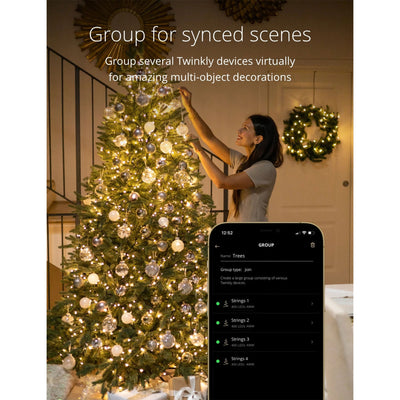 Twinkly Bluetooth 65.5 Ft 250 LED Amber/White Lights & USB Light Effects Dongle