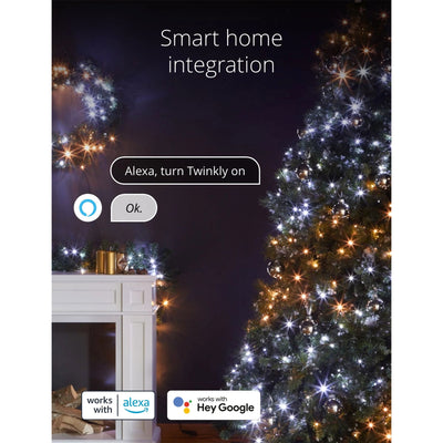 Twinkly Bluetooth 65.5 Ft 250 LED Amber/White Lights & USB Light Effects Dongle
