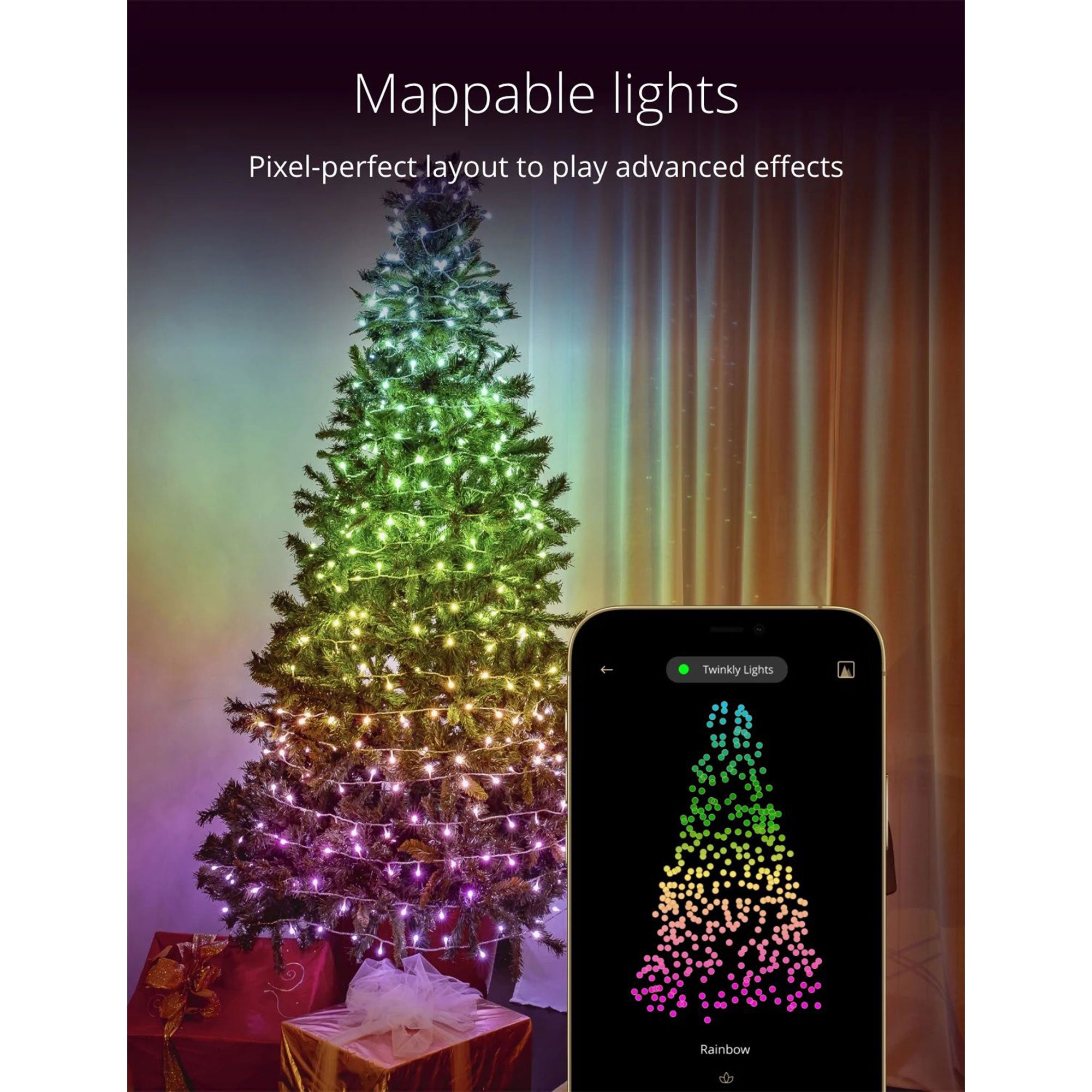 Twinkly Strings App-Controlled Smart LED Christmas Lights 600 Multicolor 157.5Ft - VMInnovations