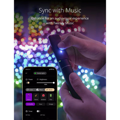 Twinkly String + Music 250 LED RGB Christmas Lights with Music Syncing Device - VMInnovations