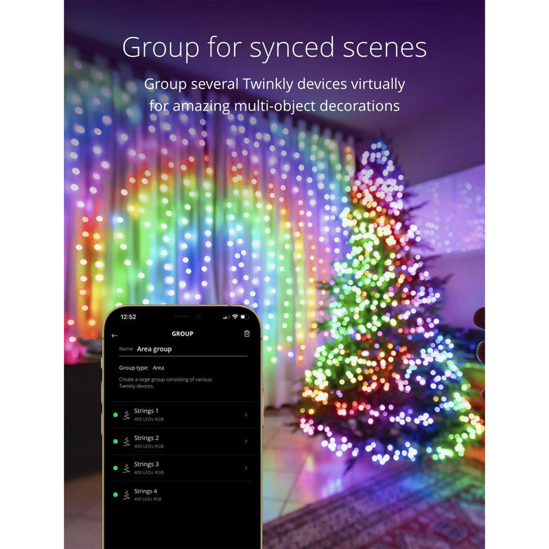 Twinkly Strings App-Controlled Smart LED Christmas Lights 400 RGB+White (2 Pack)