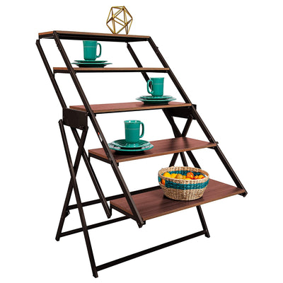 Origami 2 in 1 Multifunctional Wooden Storage Shelf To Table Desk Unit, Bronze