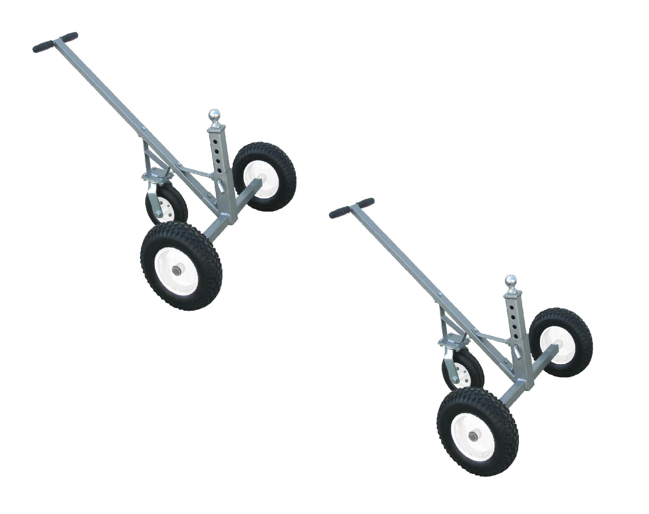 Tow Tuff Adjustable Solid Steel 800 lb Capacity Trailer Dolly w/ Caster (2 Pack) - VMInnovations