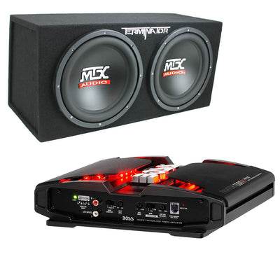 MTX 12" 1200W Subwoofer Box Enclosure and Boss Phantom 1500W Audio Amplifier