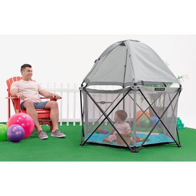 Summer Infant 25344 Pop 'n Play SE 6 Sided Hex Playard, Sweetlife Edition, Aqua
