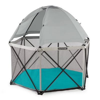 Summer Infant 25344 Pop 'n Play SE 6 Sided Hex Playard, Sweetlife Edition, Aqua