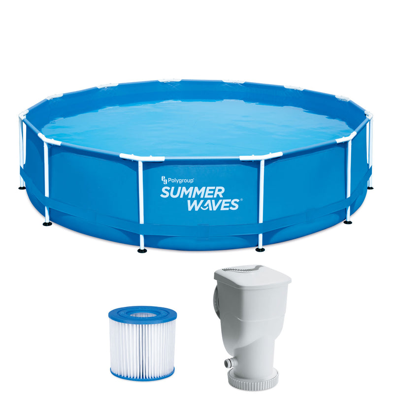 Summer Waves Active Metal Frame 12ft x 30in Above Ground Pool w/ Pump (Open Box)