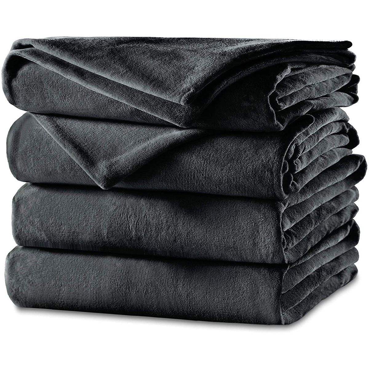 Sunbeam Full Sized Velvet Heated Throw Blanket with Controller, Gray (Open Box)