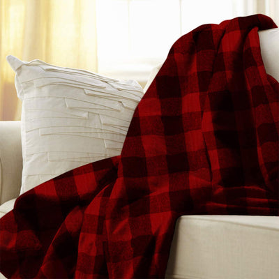 Sunbeam Heated Electric Fleece Throw Comforter Blanket w/ Controller, Red Plaid
