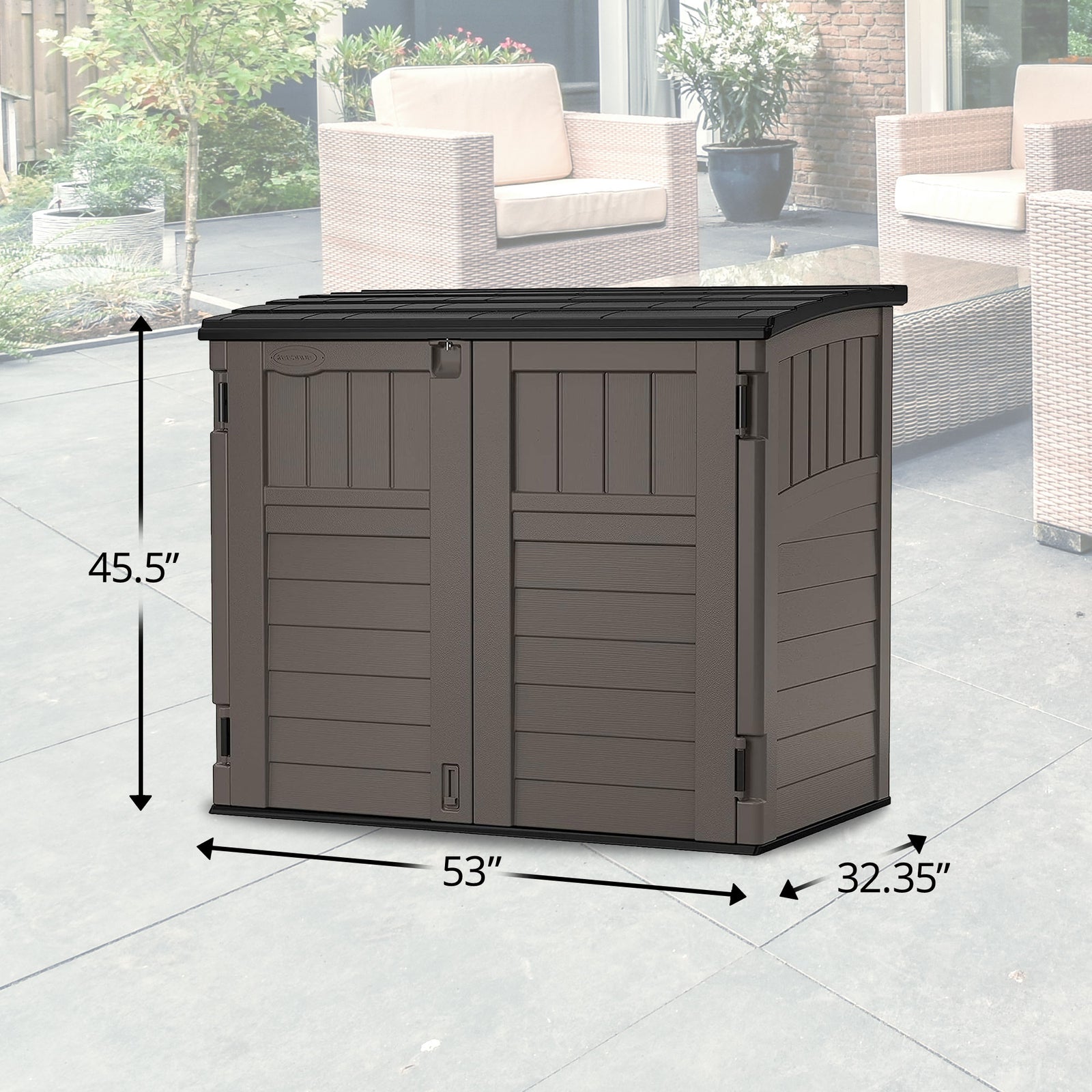 Suncast Horizontal 4 Foot x 2.5 Foot Outdoor/Garden Storage Shed, Stoney Grey - VMInnovations