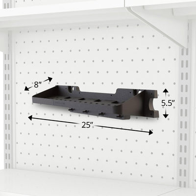 Suncast 25 x 8 Inch Shelf Accessory with Hooks for Outdoor Shed, Black (2-Pack)