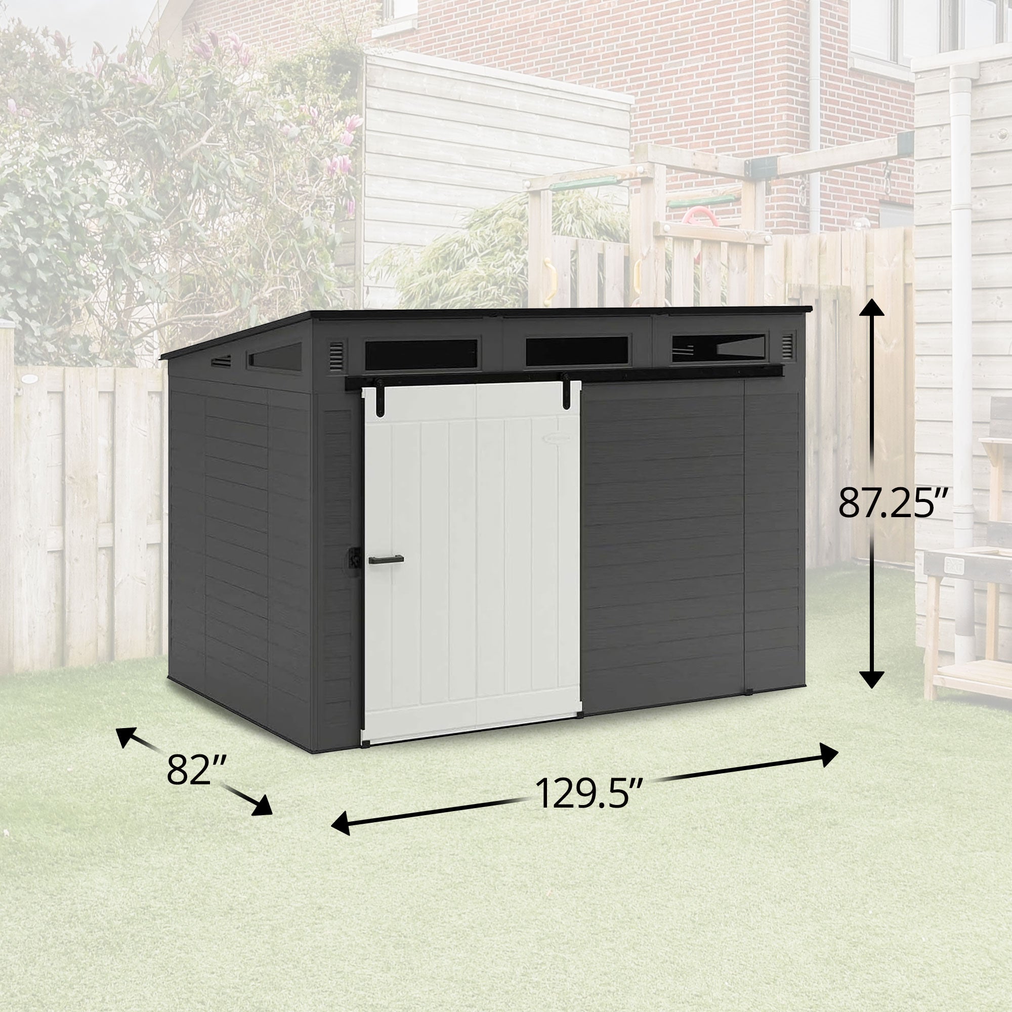 Suncast Modernist 10 Foot x 7 Foot Barn Door Outdoor Garden Storage Shed, Grey