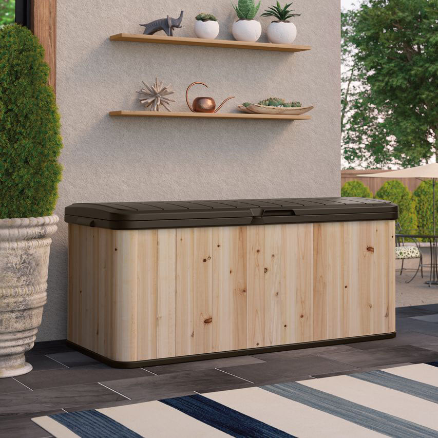 Suncast WRDB12000 120 Gallon Extra Large Hybrid Deck Box w/ Resin Floor and Lid - VMInnovations