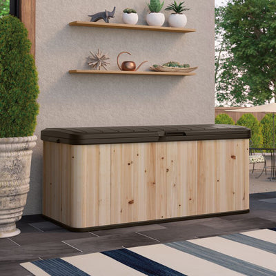 Suncast 120 Gallon Extra Large Hybrid Deck Box w/ Resin Floor and Lid (Open Box)