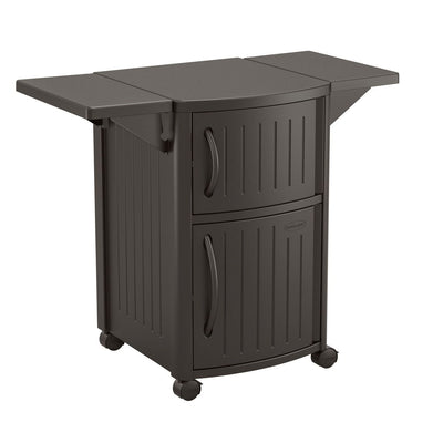 Suncast 40” Outdoor Meal Station & Cabinet and Hideaway Outdoor 33 Gal Trash Bin