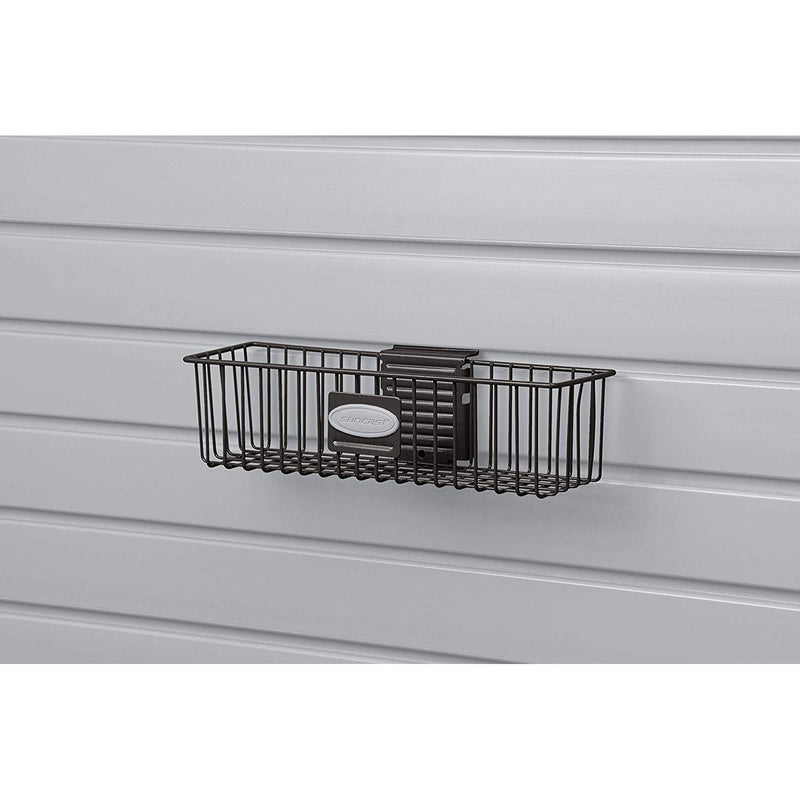 Suncast Storage Trends 3" x 12" Mounted Metal Wire Shelf Basket, Black (4 Pack)