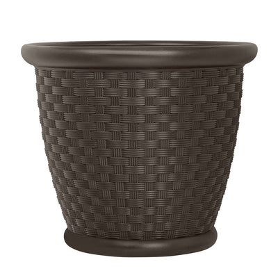 Suncast Sonora 22 Inch Resin Wicker Decorative Garden Flower Planter (4 Pack) - VMInnovations