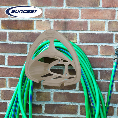 Suncast Hangout Outdoor Wall Mounted Garden Hose Holder w/ Shelf, Taupe (2 Pack)
