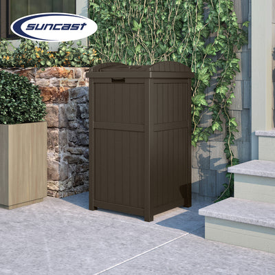 Suncast Trash Hideaway Outdoor Garbage Bin, Java (Open Box) (2 Pack) - VMInnovations