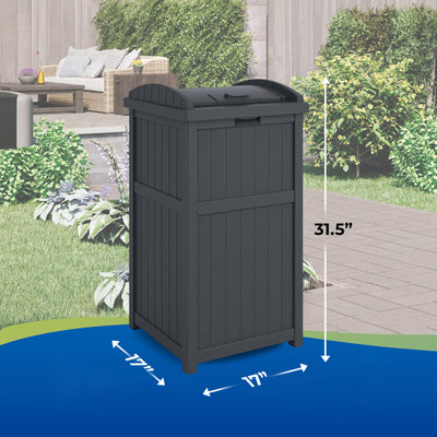 Suncast GH1732C Trashcan Hideaway Outdoor 33 Gallon Garbage Waste Bin,Cyberspace (Damaged)