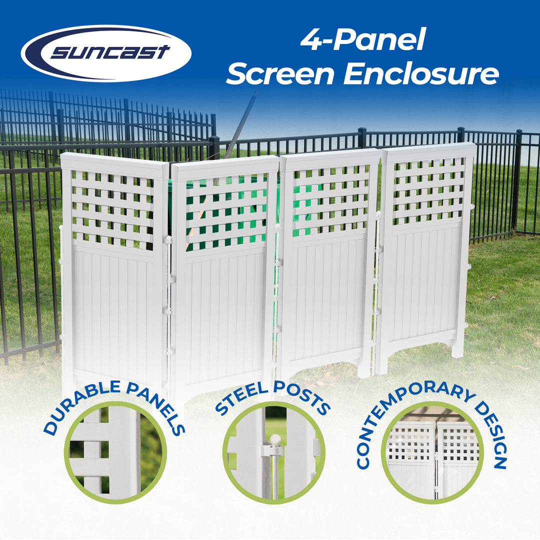 Suncast Outdoor Garden Yard 4 Panel Screen Enclosure Gated Fence, White (5 Pack) - VMInnovations