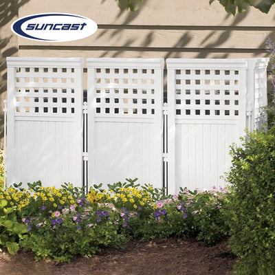 Suncast Garden Yard 4 Panel Screen Enclosure Gated Fence, White (Open Box)