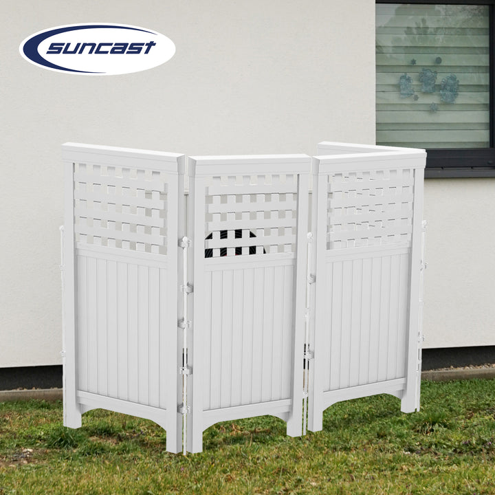 Suncast 4 Panel Wicker Screen Enclosure, Java & Outdoor 4-Panel Fence, White