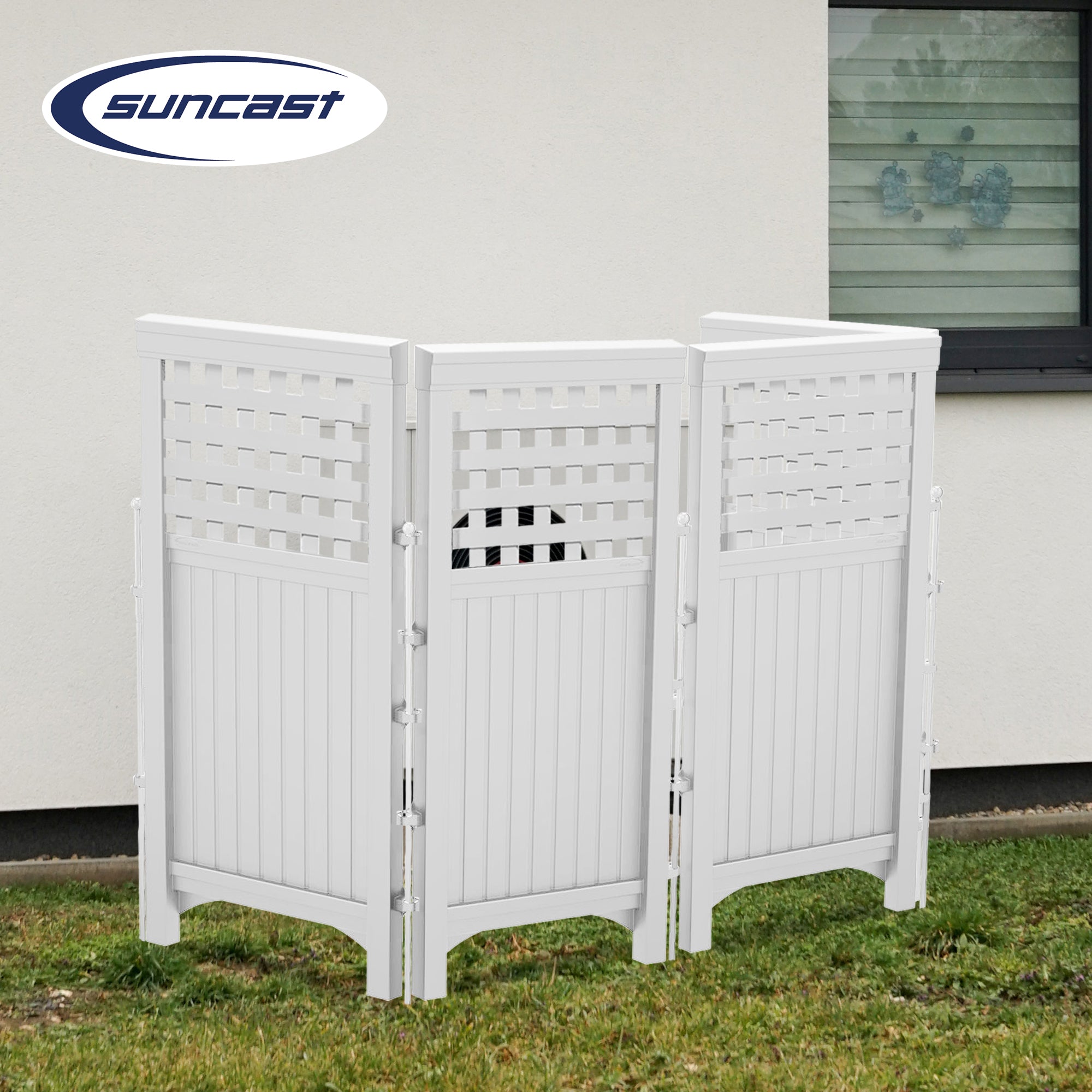 Suncast 4 Panel Wicker Screen Enclosure, Java & Outdoor 4-Panel Fence, White