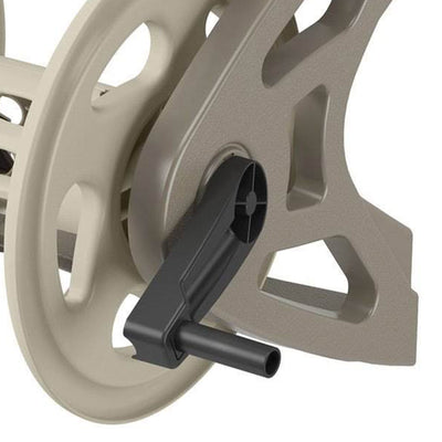 Suncast Handler 200 Foot Resin Wall Mounted Outdoor Garden Hose Reel, Taupe (For Parts)