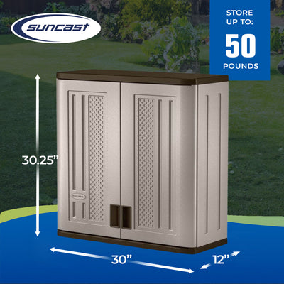 Suncast 4 Cubic Feet Resin Single Shelf Garage Wall Storage Cabinet (2 Pack) - VMInnovations