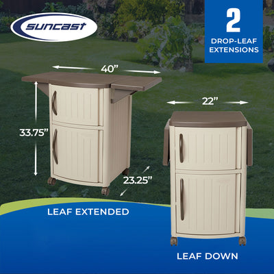 New Suncast Portable Outdoor Patio Prep Serving Station Table & Cabinet (2 Pack) - VMInnovations